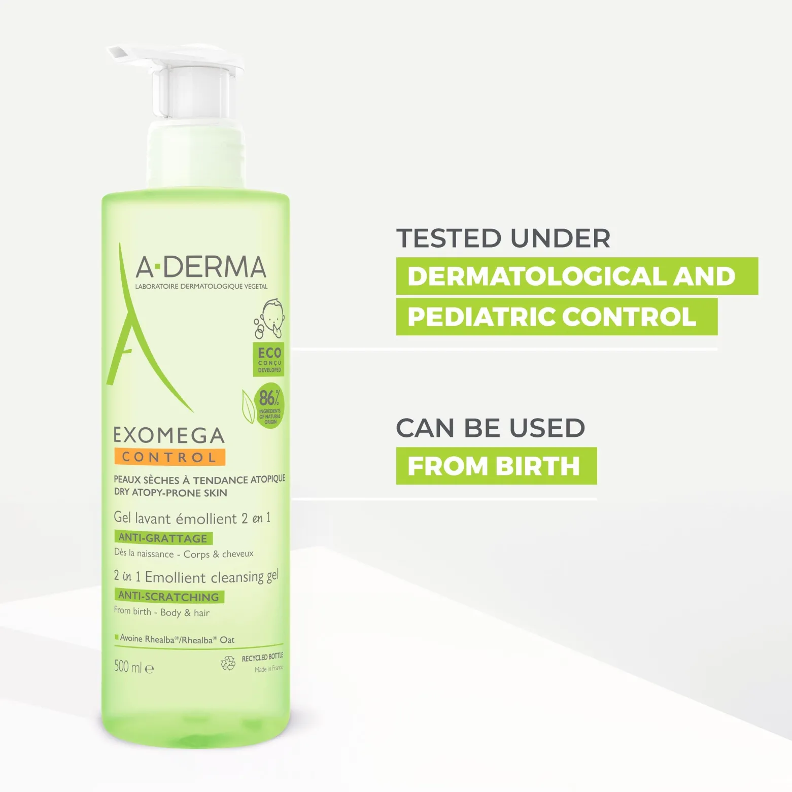 A-Derma Exomega Control Emollient Cleansing Gel 500ml (16.91floz)