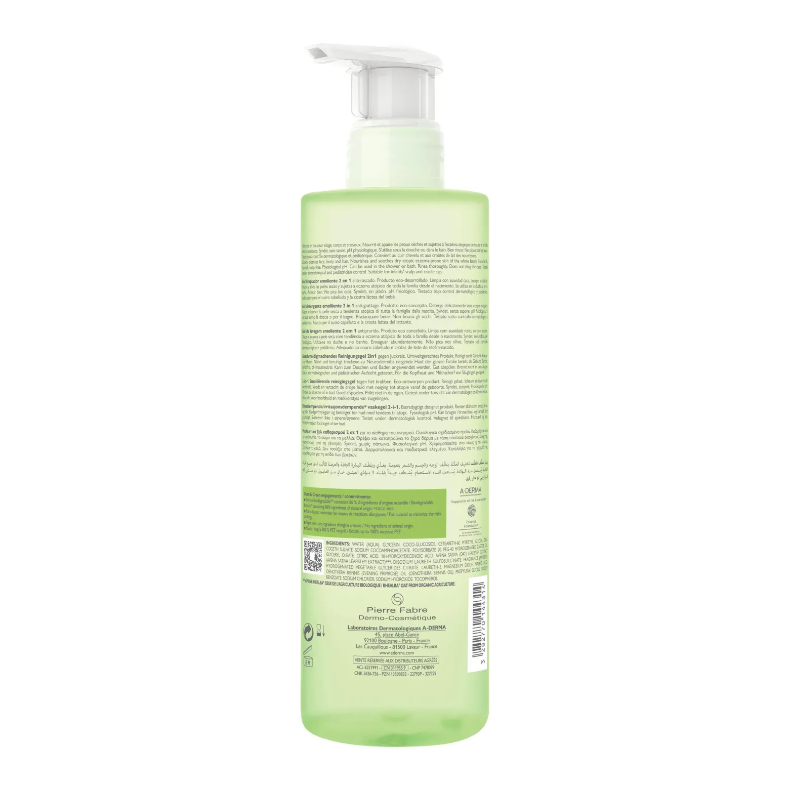 A-Derma Exomega Control Emollient Cleansing Gel 500ml (16.91floz)