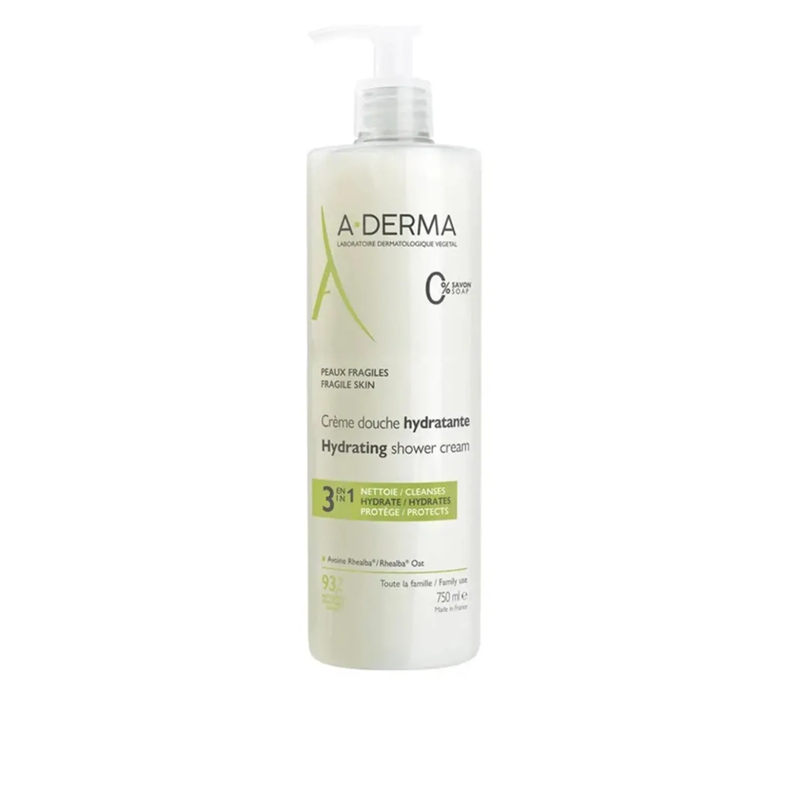 A-Derma 3-in-1 Hydrating Shower Cream 750ml (25.36floz)