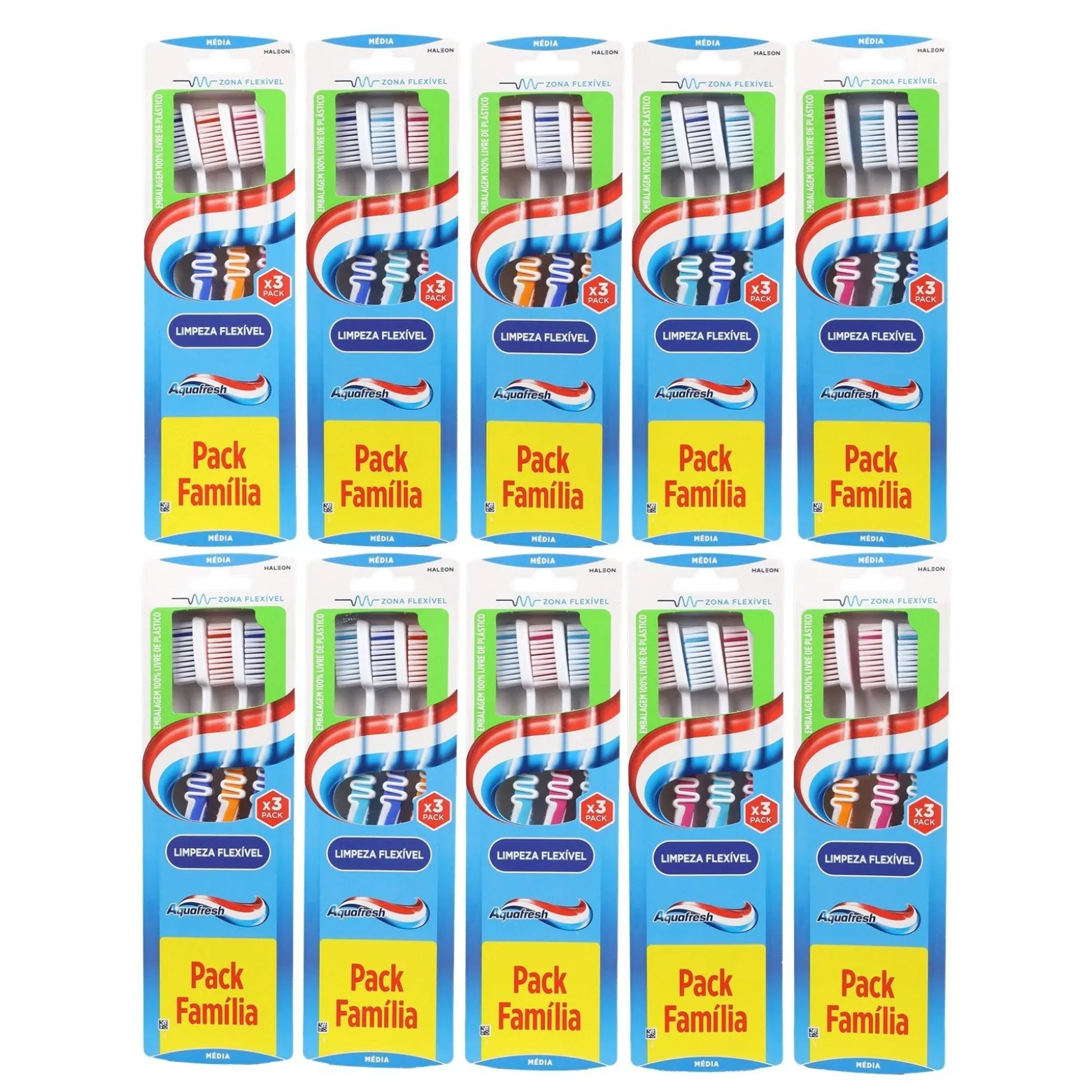 Aquafresh Flexible Cleaning Medium Toothbrush Multiple Colors x3
