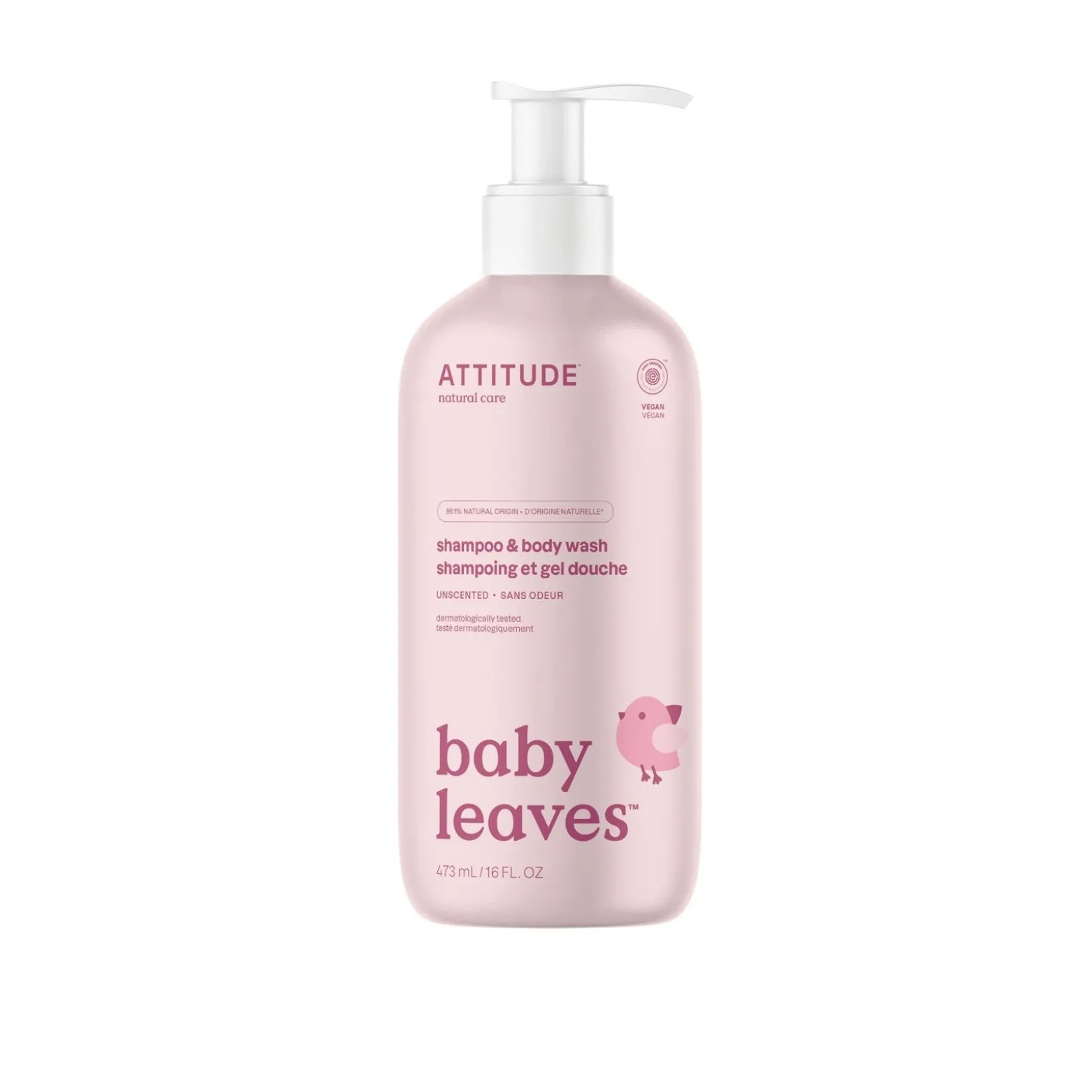 ATTITUDE Baby Leaves Shampoo & Body Wash Unscented 473ml (16floz)