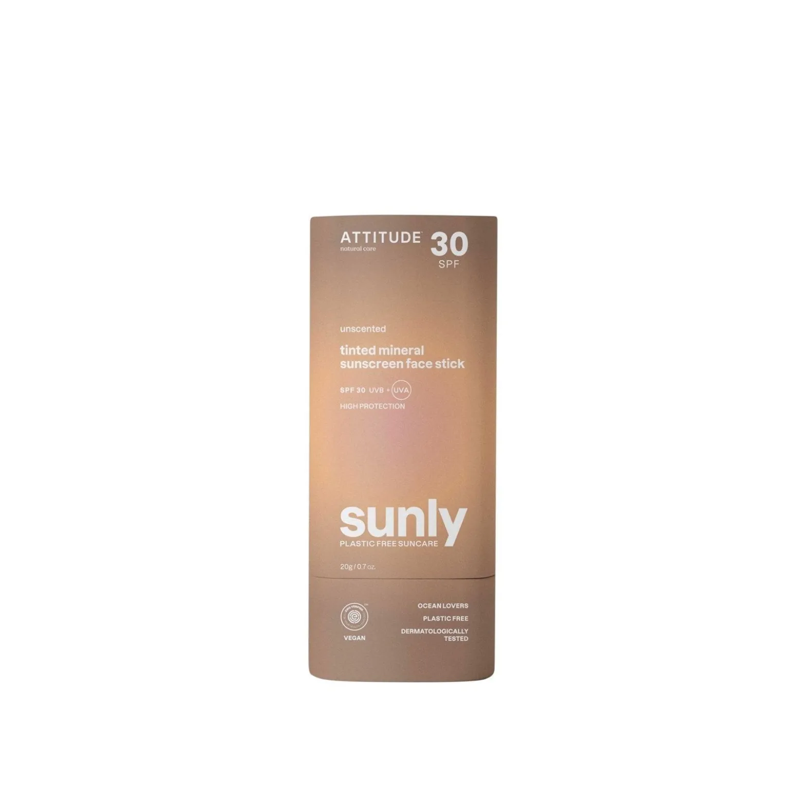 ATTITUDE Sunly Tinted Mineral Sunscreen Face Stick Unscented SPF30 20g (0.7oz)