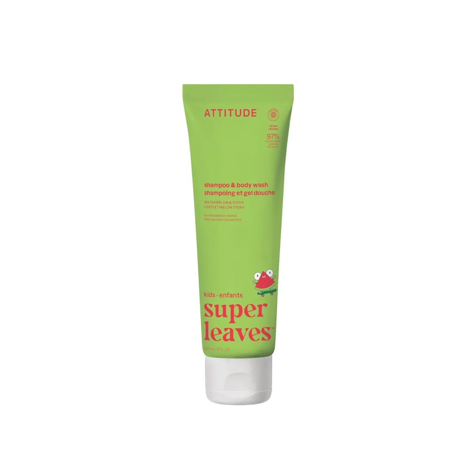 ATTITUDE Super Leaves Kids 2-In-1 Shampoo & Body Wash Watermelon & Coco 240ml (8floz)