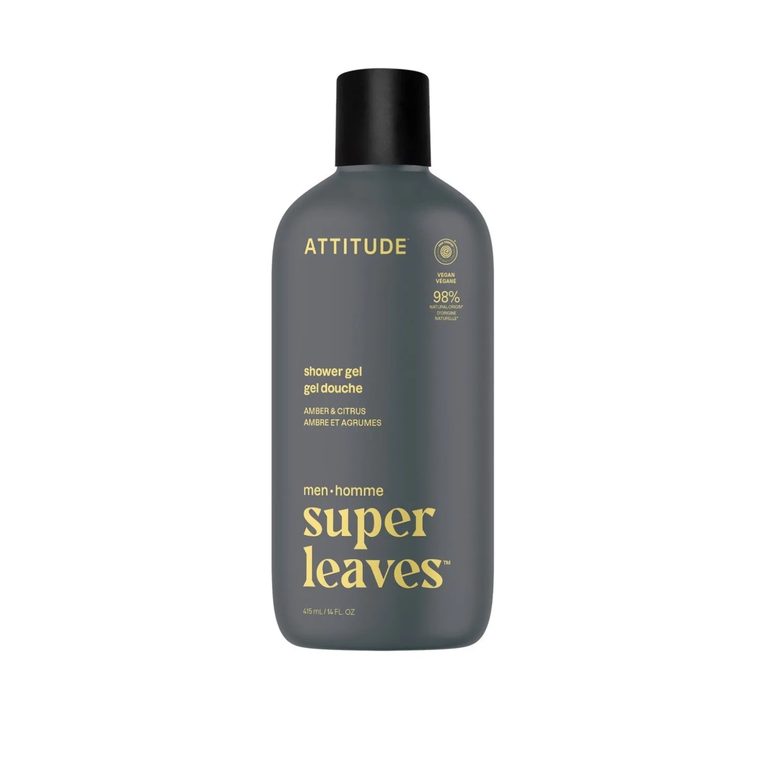 ATTITUDE Super Leaves Men Shower Gel Amber & Citrus 415ml (14floz)