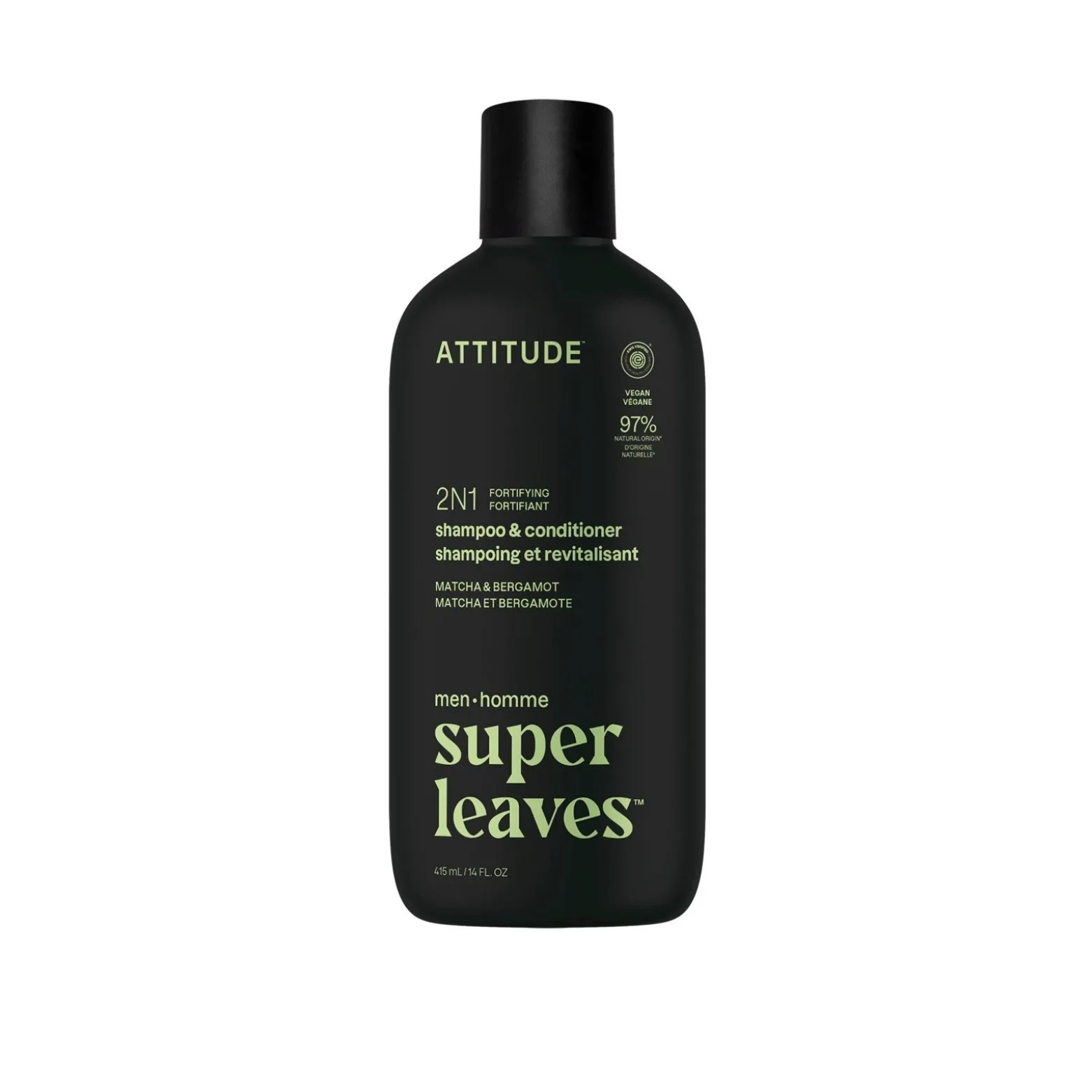 ATTITUDE Super Leaves Men 2-In-1 Fortifying Shampoo & Conditioner Matcha & Bergamot 415ml (14floz)