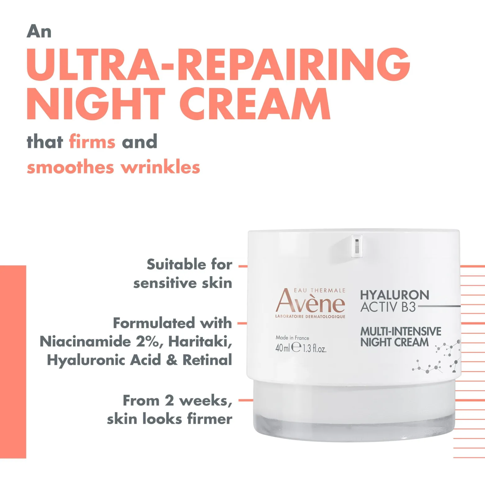 Avène Hyaluron Activ B3 Multi-intensive Night Cream Anti-Aging 40ml (1.3floz)