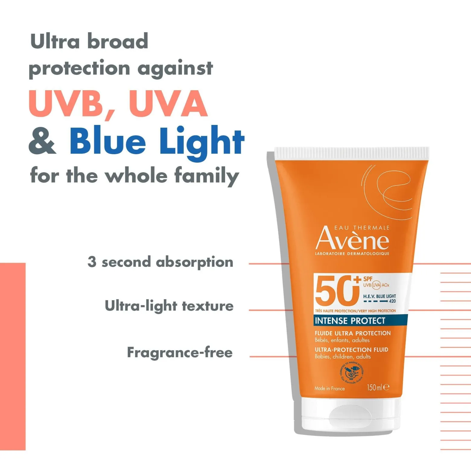 Avène Sun Intense Protect Fluid Fragrance-Free SPF50+ Sunscreen 150ml (5.07floz)