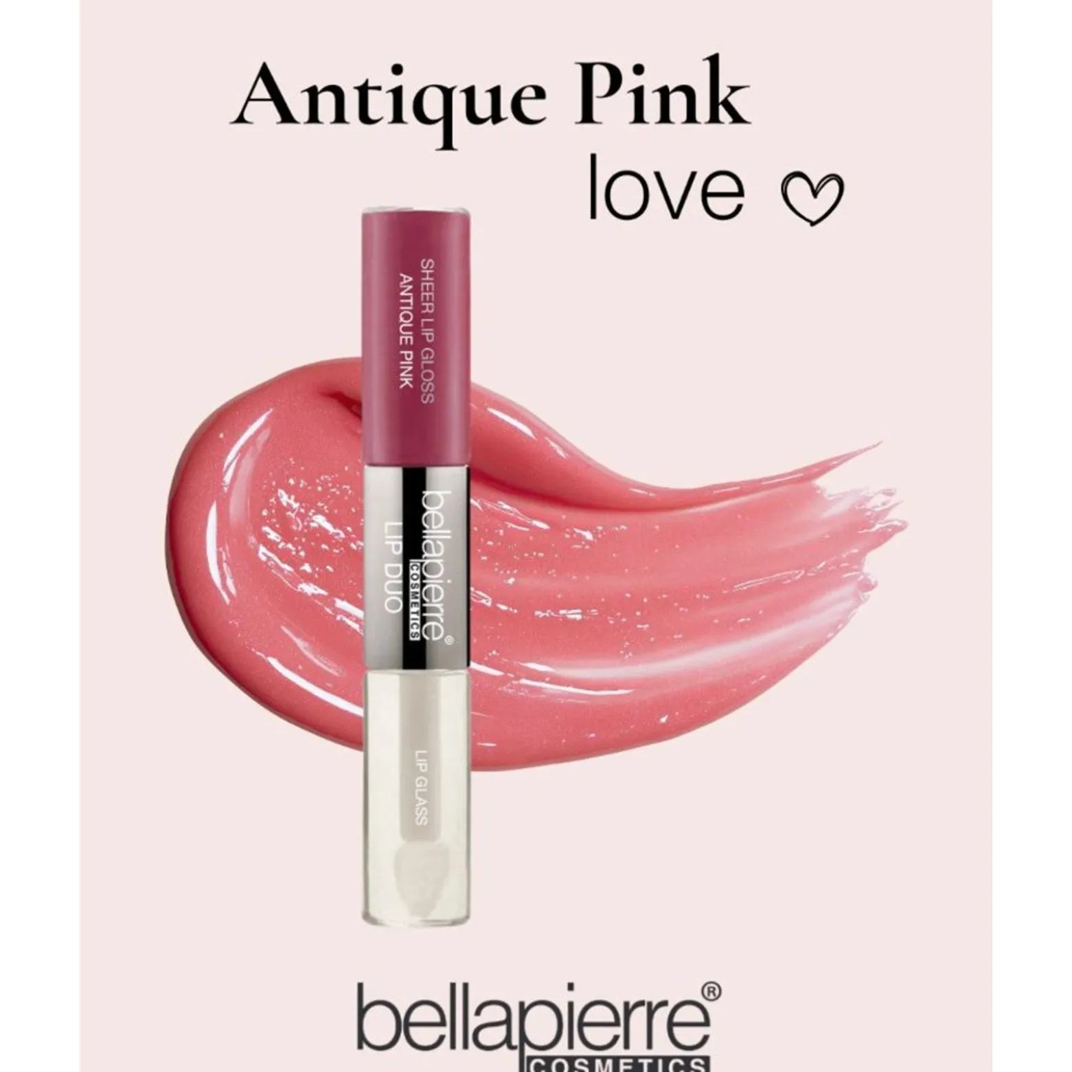 Bellapierre Cosmetics Sheer Lip Gloss & Clear Glass Duo Antique Pink 7ml (0.24floz)