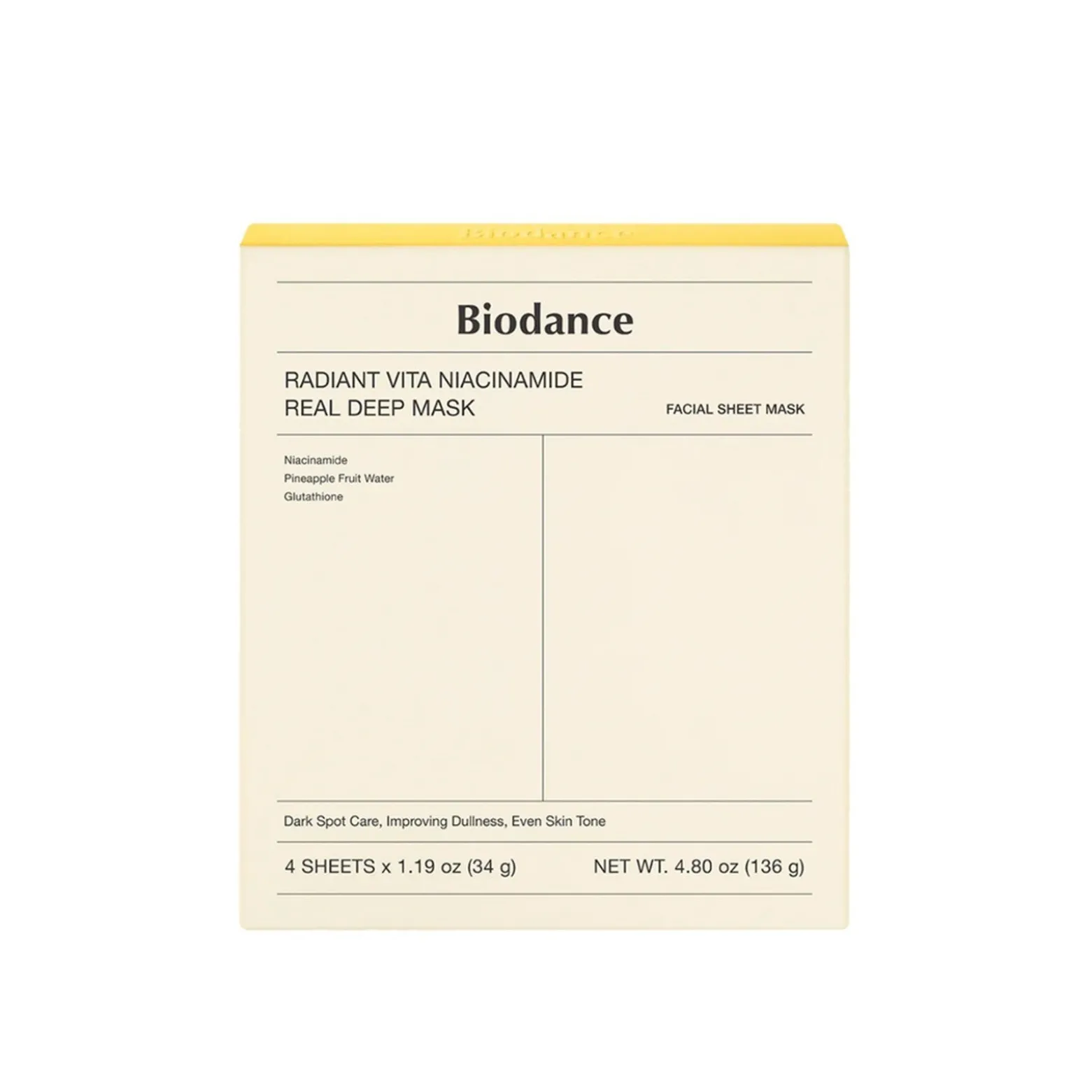 Biodance Radiant Vita Niacinamide Real Deep Mask x4 (1.19oz x4)