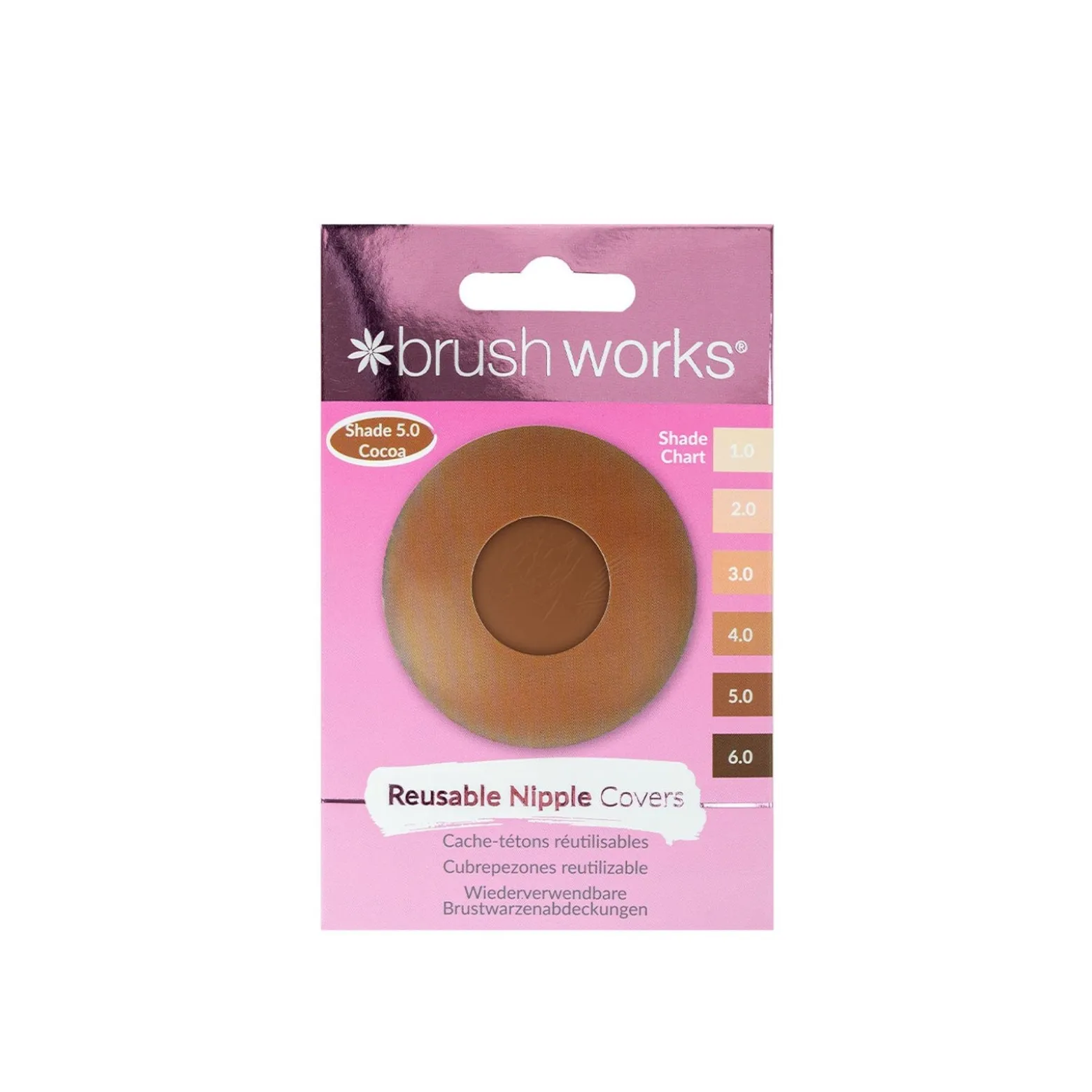 Brushworks Reusable Silicone Nipple Covers 5.0 Cocoa x1 Pair