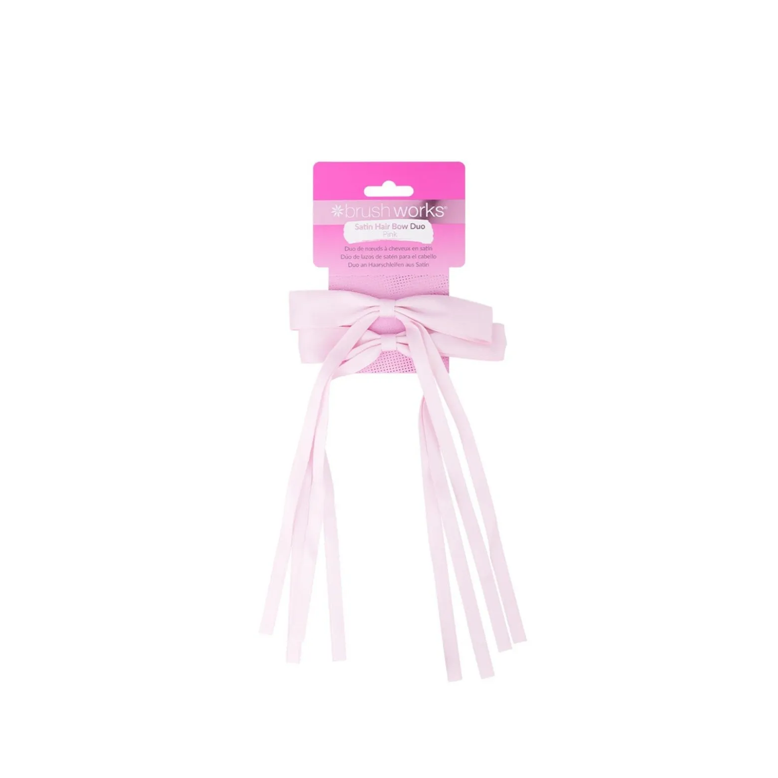 Brushworks Satin Hair Bow Duo Pink