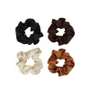 Brushworks Satin Scrunchies Natural x4