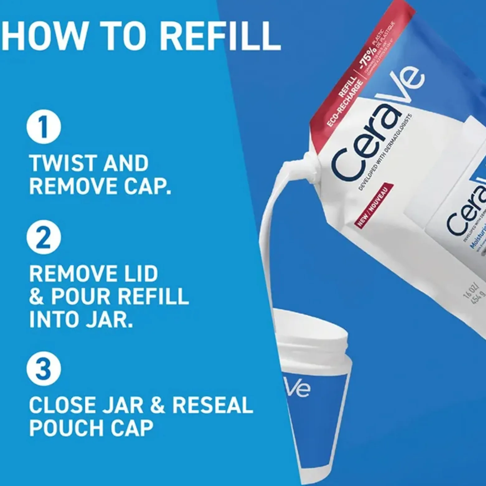 CeraVe Moisturizing Cream Dry to Very Dry Skin Eco-Refill 454g (16oz)
