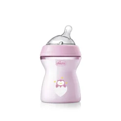 Chicco Natural Feeling Medium Flow BPA-Free Plastic Bottle 2m+ Pink 250ml