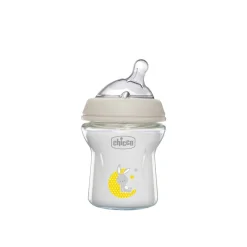 Chicco Natural Feeling Slow Flow Glass Bottle 0m+ Beige 150ml (5floz)