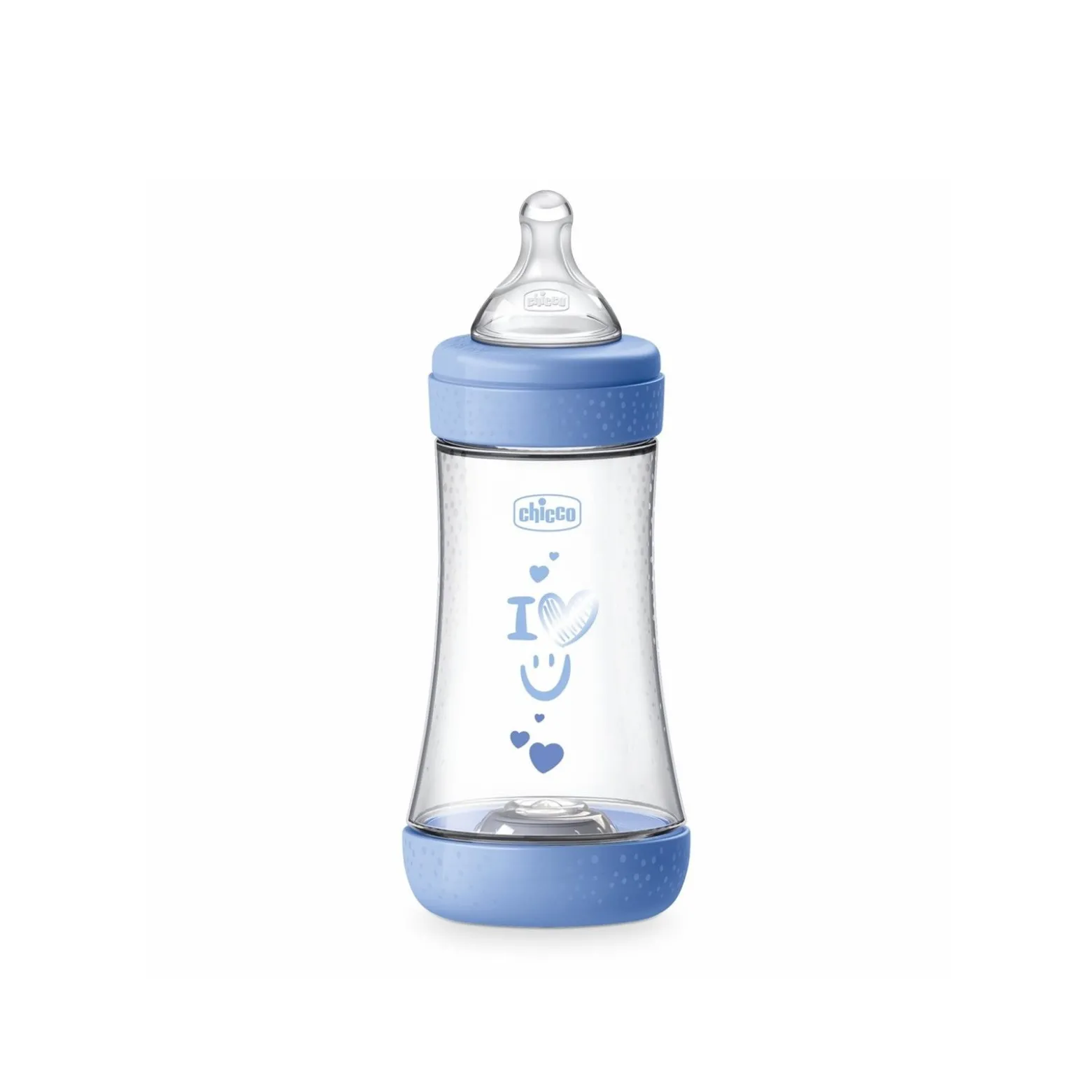 Chicco Perfect 5 Intui-Flow System Baby BPA-Free Plastic Bottle Medium Flow 2m+ Blue 240ml (8floz)