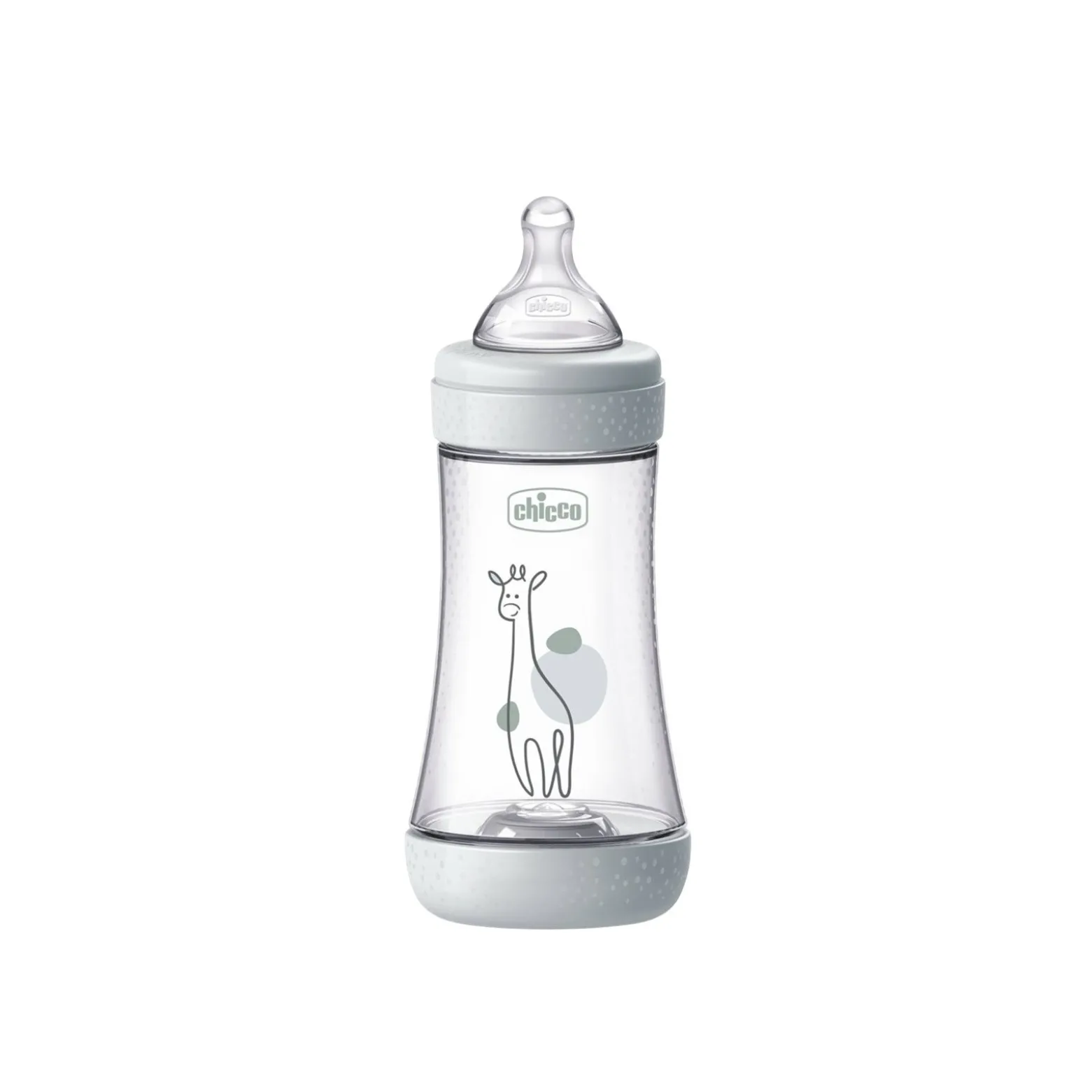 Chicco Perfect 5 Intui-Flow System Baby BPA-Free Plastic Bottle Medium Flow 2m+ Grey 240ml (8floz)