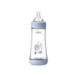 Chicco Perfect 5 Intui-Flow System Baby BPA-Free Plastic Bottle Fast Flow 4m+ Blue 300ml (10floz)