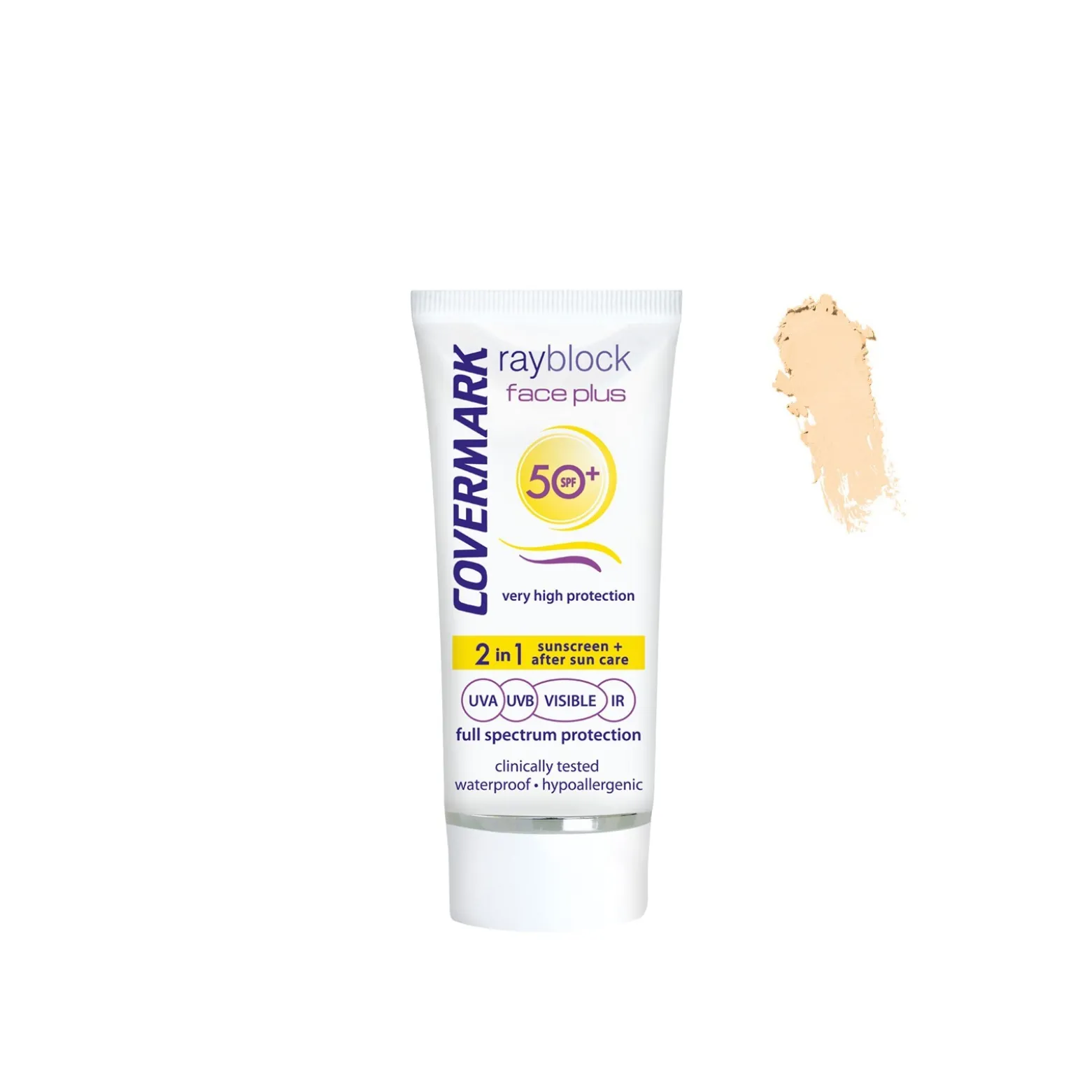 Covermark Rayblock Face Plus Tinted Cream Oily/Acneic 2-In-1 Sunscreen SPF50+ Light Beige 50ml (1.69floz)