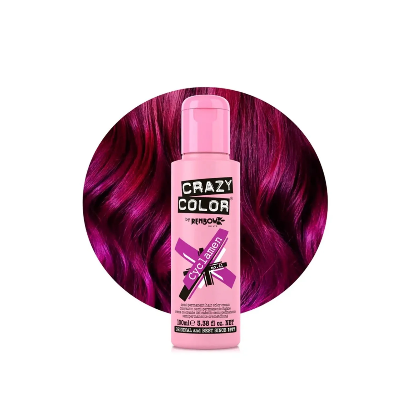 Crazy Color Semi-Permanent Hair Color Cream 41 Cyclamen 100ml (3.38floz)
