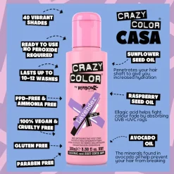 Crazy Color Semi-Permanent Hair Color Cream 54 Lavender 100ml (3.38floz)