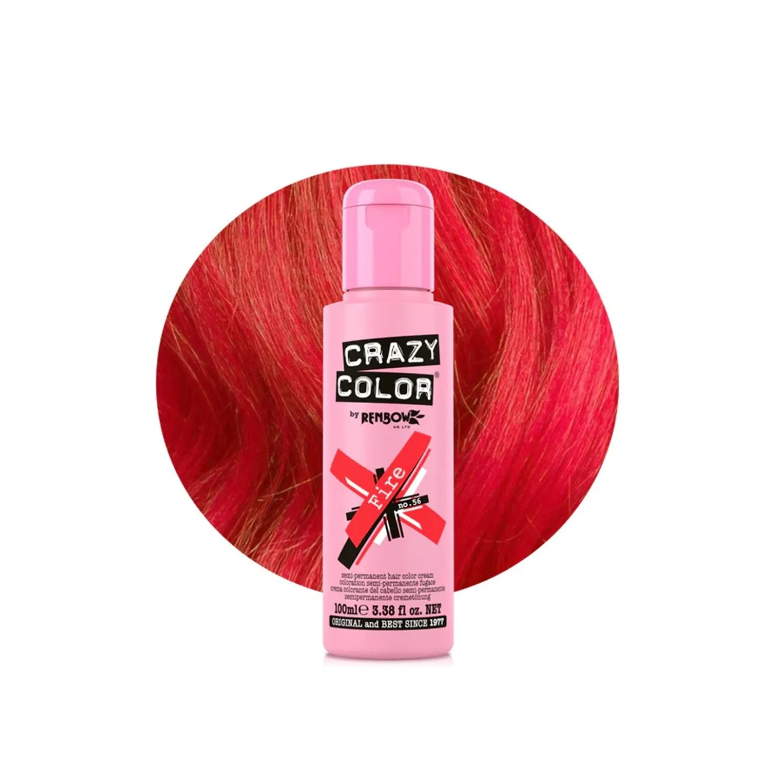 Crazy Color Semi-Permanent Hair Color Cream 56 Fire 100ml (3.38floz)