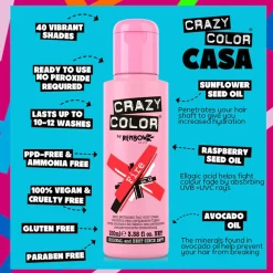 Crazy Color Semi-Permanent Hair Color Cream 56 Fire 100ml (3.38floz)