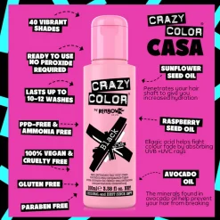 Crazy Color Semi-Permanent Hair Color Cream 030 Black 100ml (3.38floz)