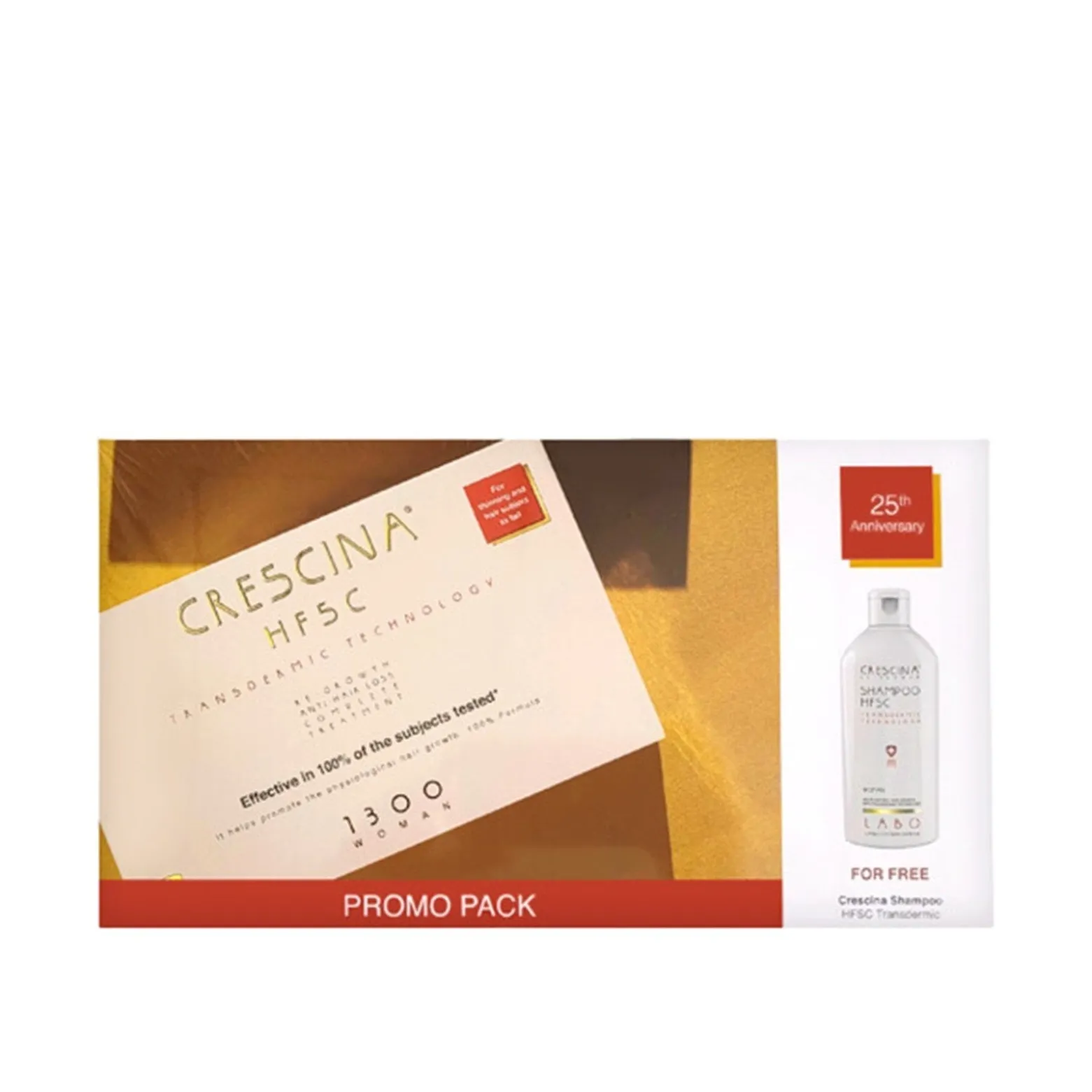 Crescina HFSC Transdermic Treatment 1300 Woman Ampoules 3.5ml x10+10 + Woman Shampoo 200ml (0.12floz+10+10+6.76floz)