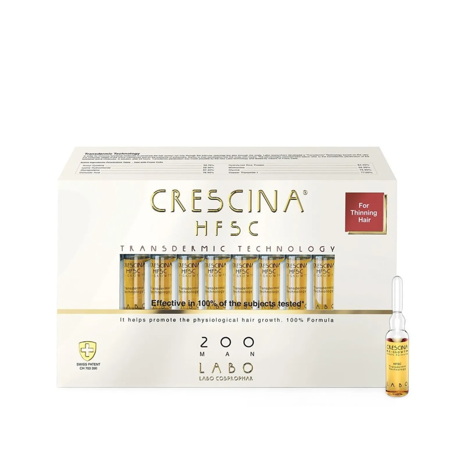Crescina HFSC Transdermic 200 Man Ampoules 3.5ml x20 (20x0.12floz)