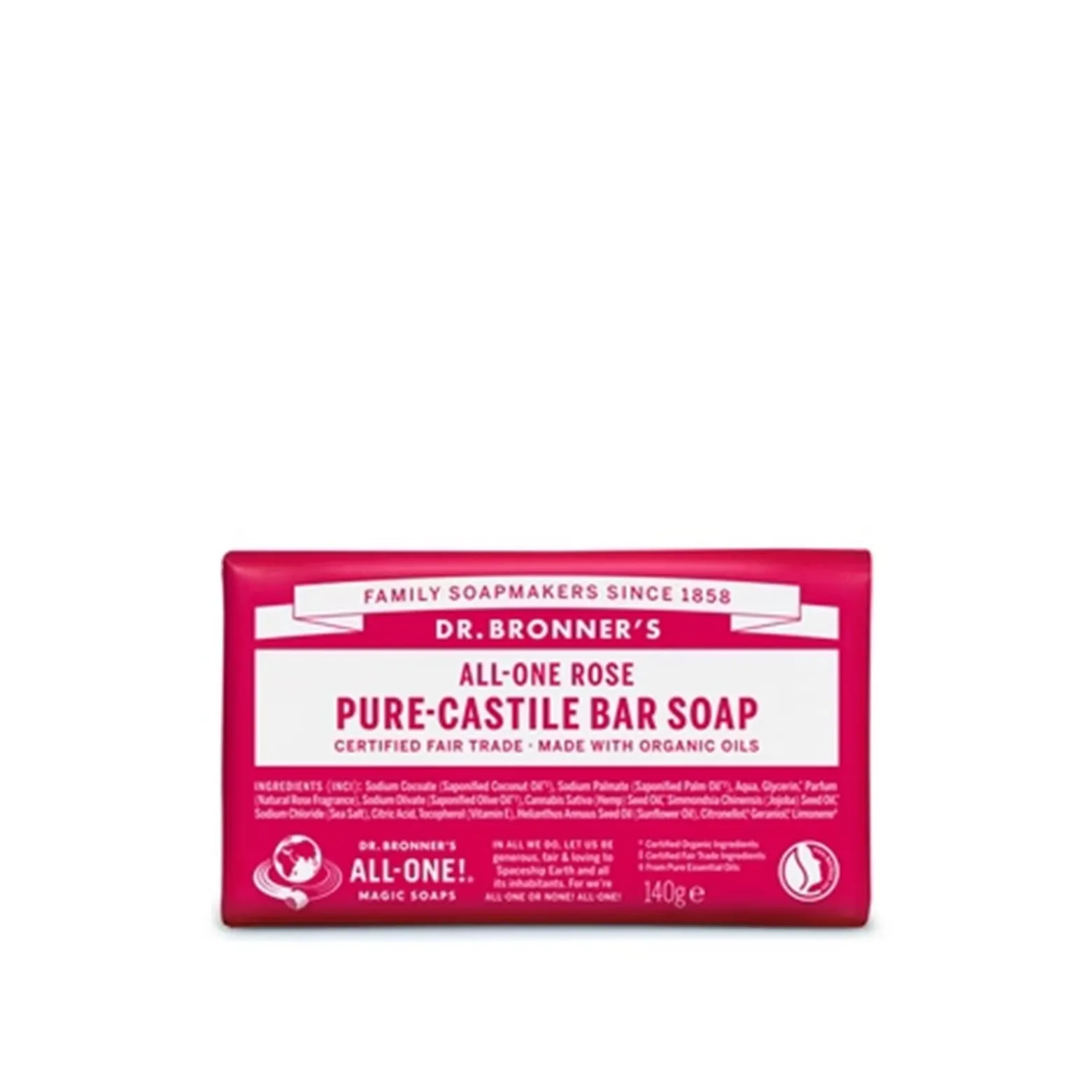 Dr. Bronner's All-One Pure-Castile Bar Soap Rose 140g (4.93oz)