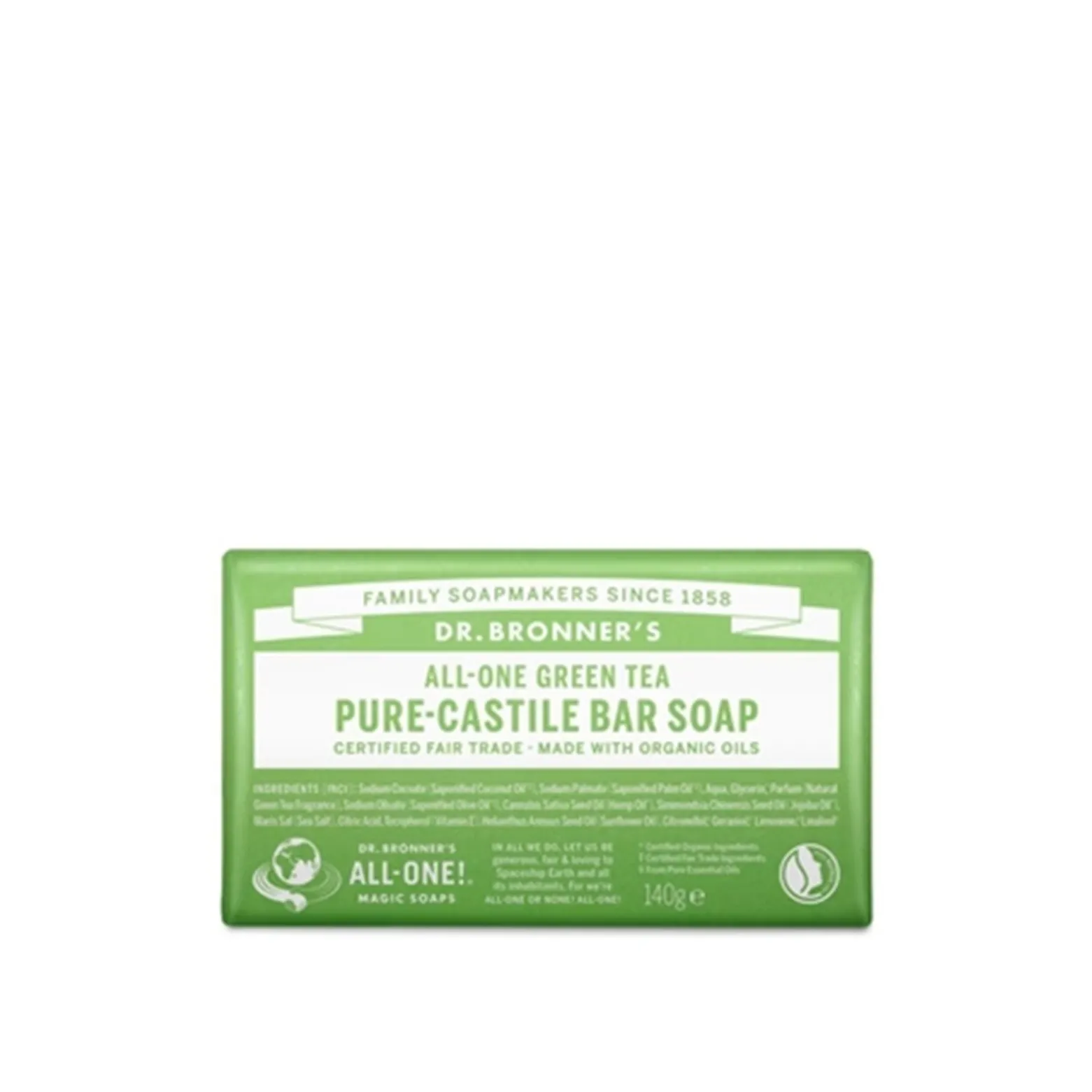Dr. Bronner's All-One Pure-Castile Bar Soap Green Tea 140g (4.93oz)