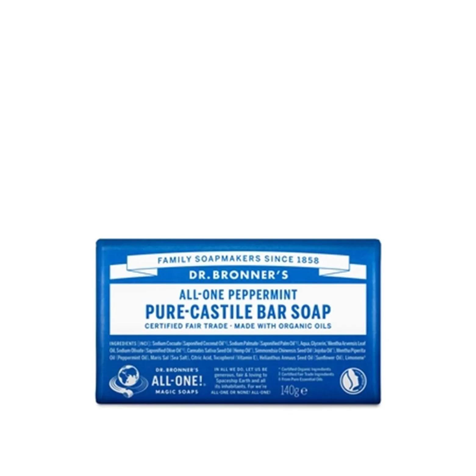 Dr. Bronner's All-One Pure-Castile Bar Soap Peppermint 140g (4.93oz)