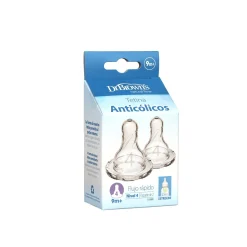 Dr. Brown's Fast Flow Narrow Baby Bottle Silicone Nipple 9m+ x2