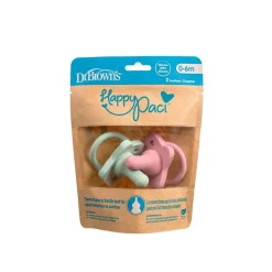 Dr. Brown’s HappyPaci Silicone Pacifier 0-6m Green and Pink x2