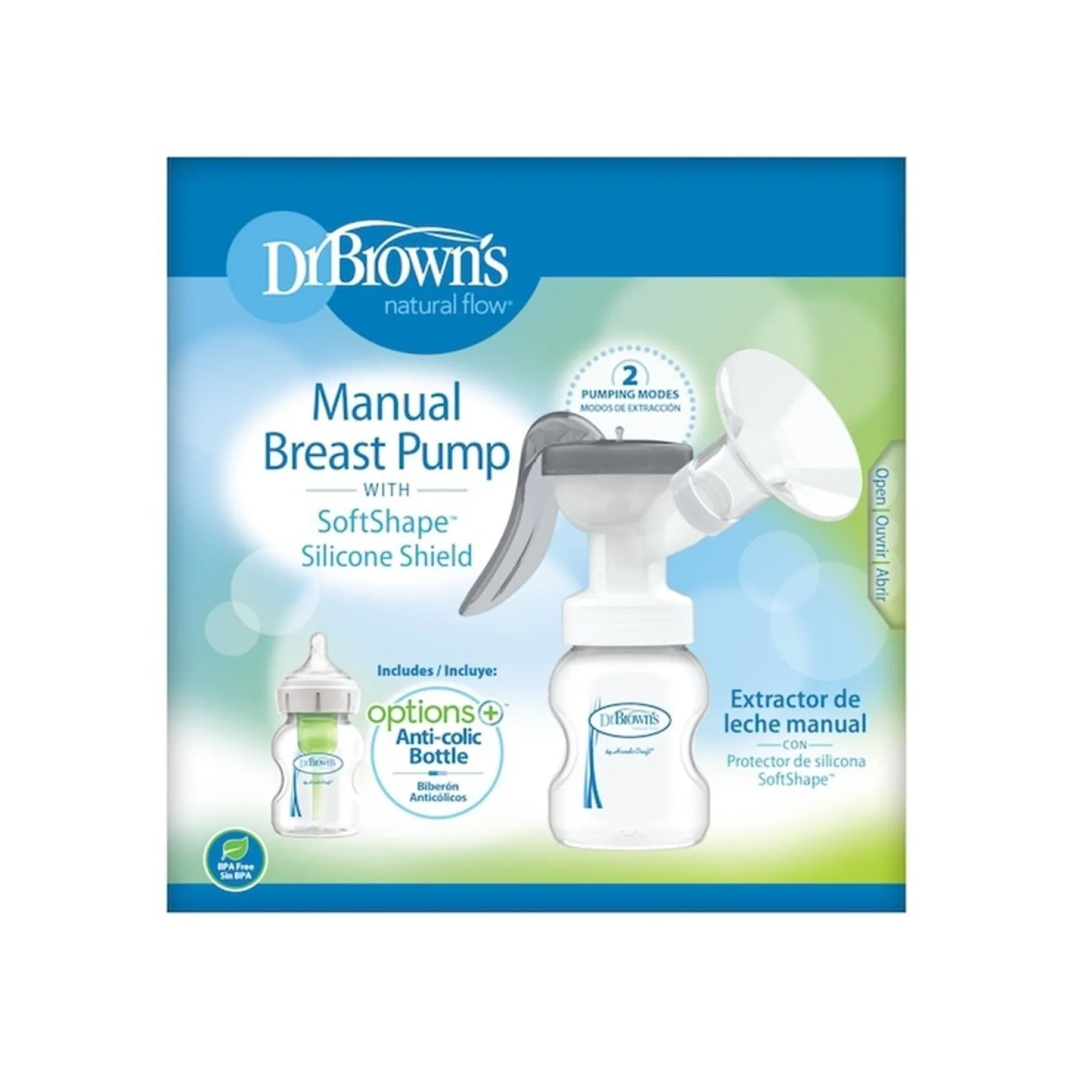 Dr. Brown’s Manual Breast Pump + Options+ Anti-Colic BPA-Free Plastic Bottle 150ml (5.07floz)