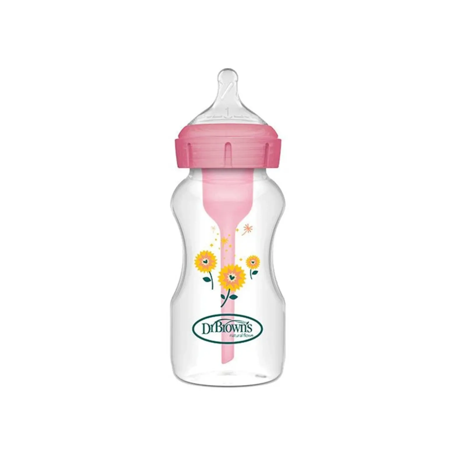 Dr. Brown’s Options+ Anti-Colic Wide-Neck BPA-Free Plastic Bottle 0m+ Pink 270ml (9.13floz)