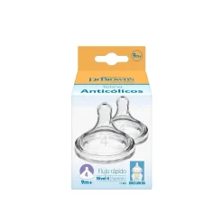 Dr. Brown's Options+ Fast Flow Wide-Neck Baby Bottle Silicone Nipple 9m+ x2