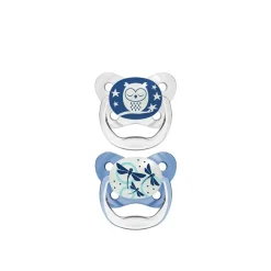 Dr. Brown's PreVent Contoured Glow in the Dark Pacifier 0-6m Blue x2