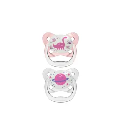 Dr. Brown's PreVent Contoured Glow in the Dark Pacifier 6-18m Pink x2
