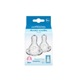 Dr. Brown's Slowest Preemie Flow Narrow Baby Bottle Silicone Nipple 0m+ x2
