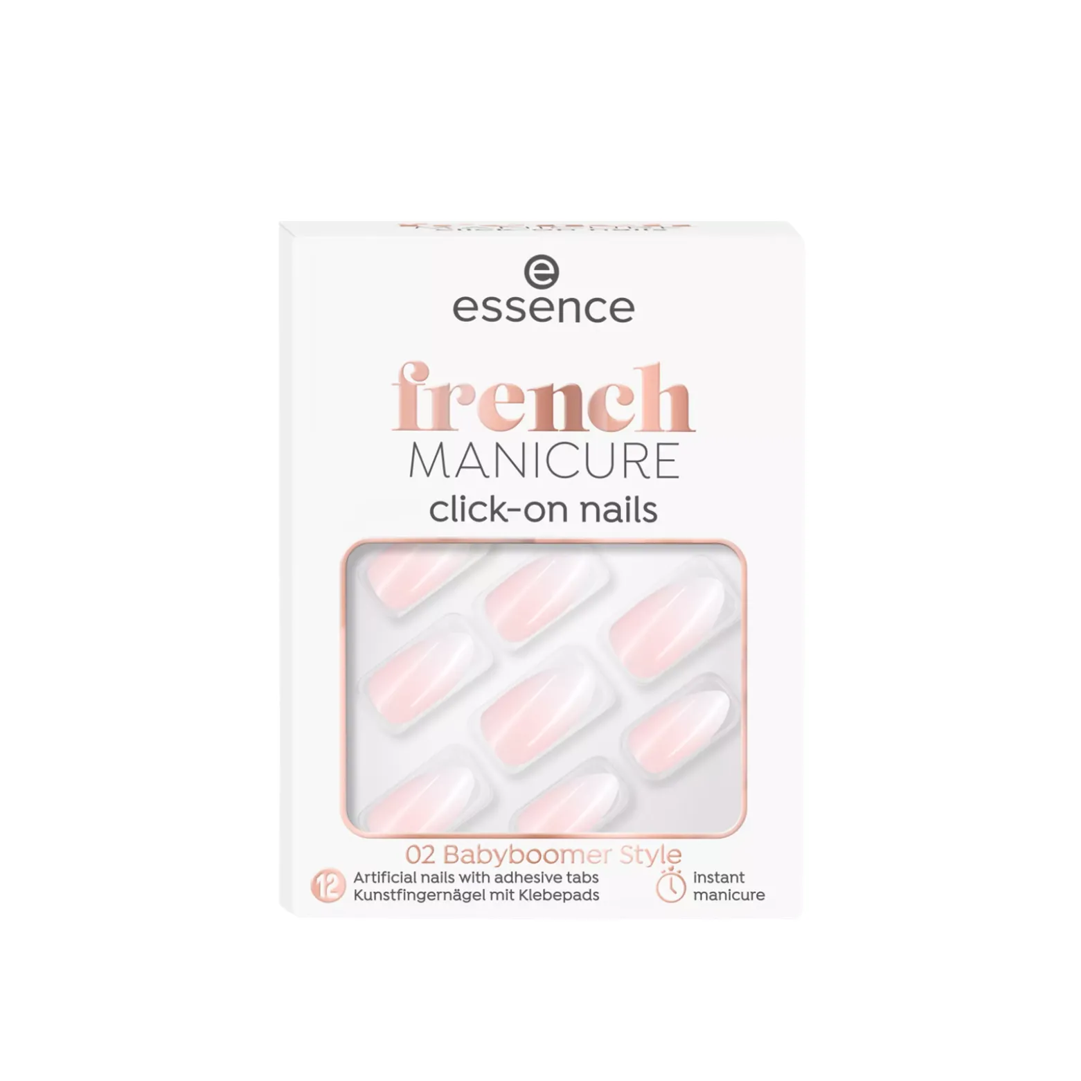 essence French Manicure Click-On Nails 02 Babyboomer Style x12