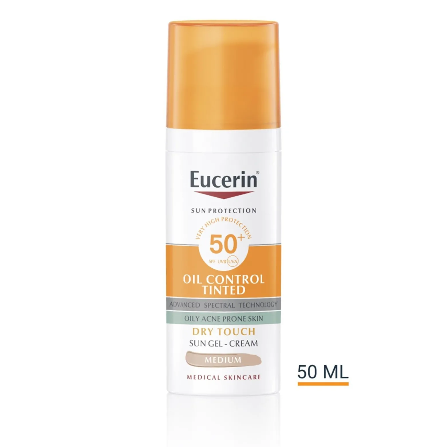 Eucerin Sun Oil Control Tinted Gel-Cream Dry Touch SPF50+ Medium Sunscreen 50ml (1.69floz)