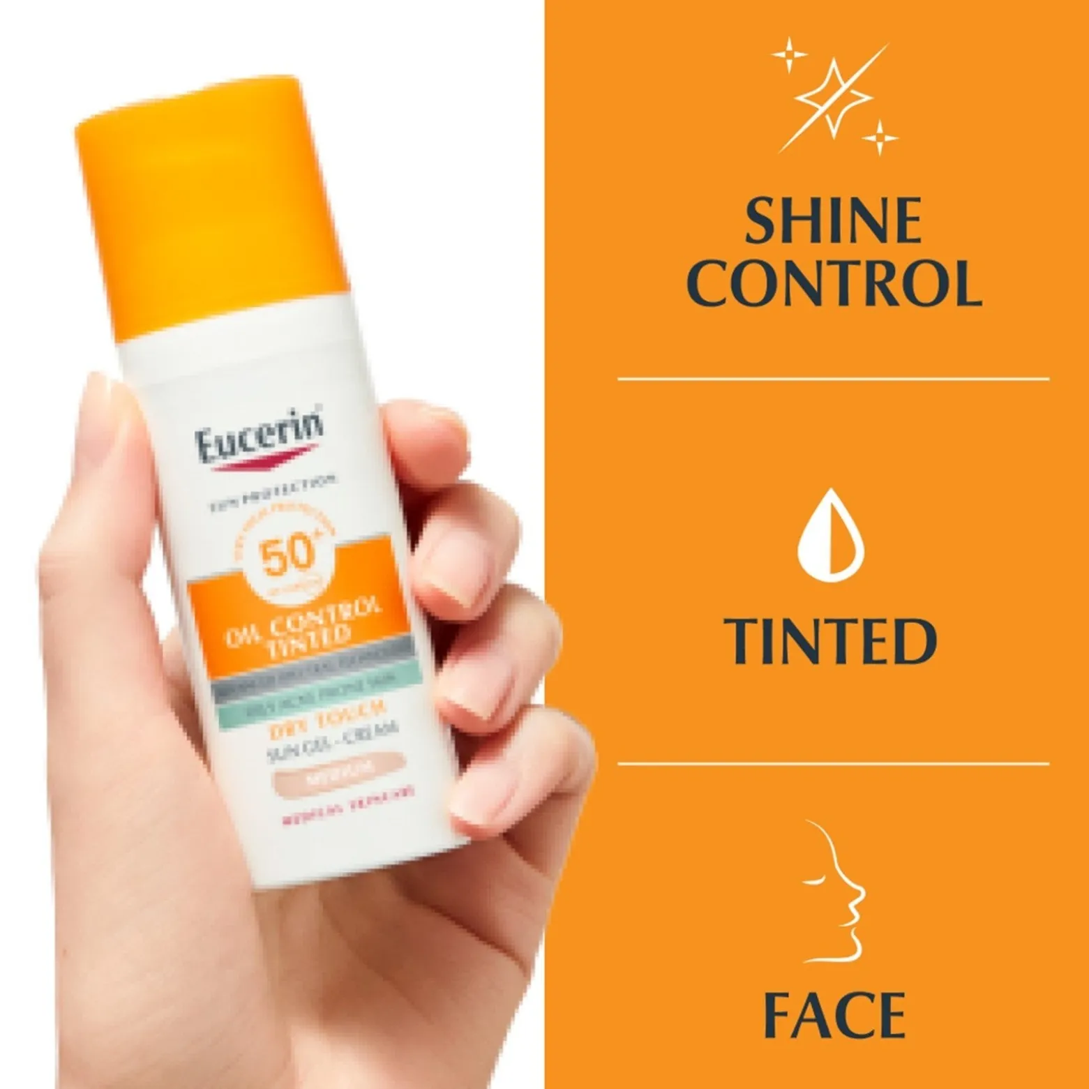 Eucerin Sun Oil Control Tinted Gel-Cream Dry Touch SPF50+ Medium Sunscreen 50ml (1.69floz)