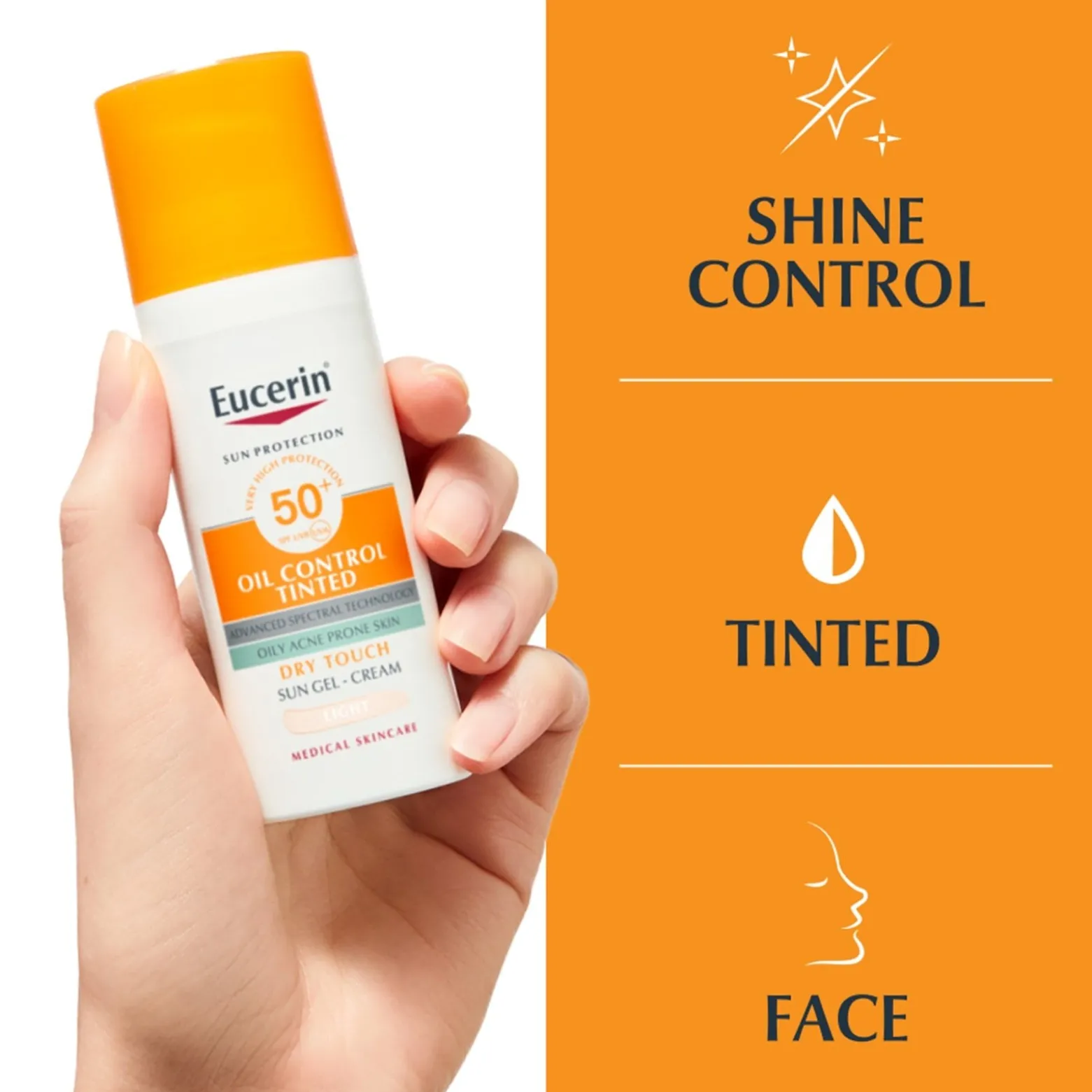 Eucerin Sun Oil Control Tinted Gel-Cream Dry Touch SPF50+ Light 50ml (1.69floz)