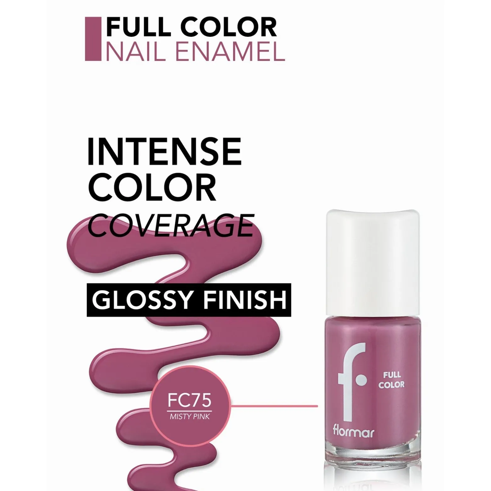 Flormar Full Color Nail Enamel 75 Misty Pink 8ml (0.27floz)