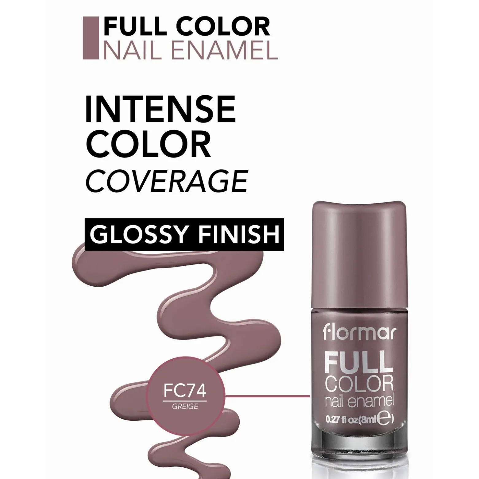 Flormar Full Color Nail Enamel 74 Greige 8ml (0.27floz)