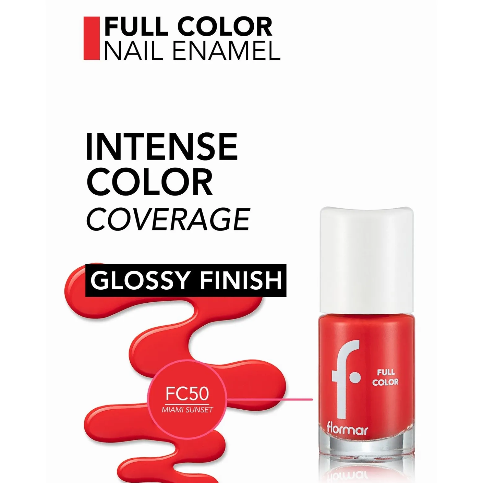 Flormar Full Color Nail Enamel 50 Miami Sunset 8ml (0.27floz)