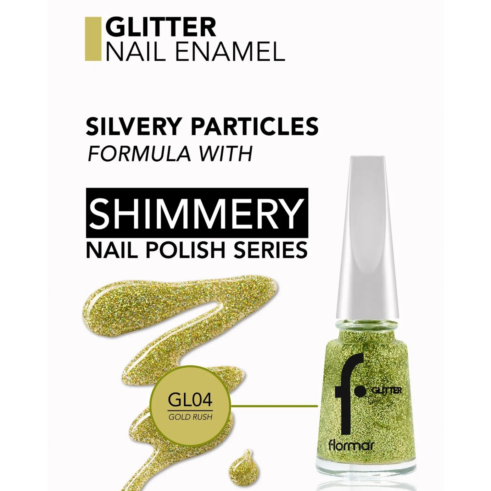 Flormar Glitter Nail Enamel 04 Gold Rush 11ml (0.37floz)