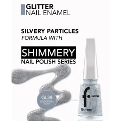 Flormar Glitter Nail Enamel 38 Holographic Silver 11ml (0.37floz)